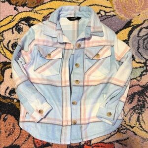 Kids Blue and Pink Plaid Shacket